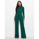 Long Sleeve Mock Neck Wide Leg Jumpsuit - Spicie's Boutique