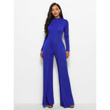 Long Sleeve Mock Neck Wide Leg Jumpsuit - Spicie's Boutique