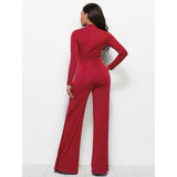 Long Sleeve Mock Neck Wide Leg Jumpsuit - Spicie's Boutique