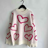 Heart Pattern Long Sleeve Sweater - Spicie's Boutique