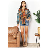 Double Take Plaid Curved Hem Shirt Jacket w/Breast Pockets - Spicie's Boutique