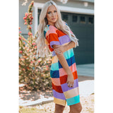 Girls Color Block Side Slit Mini Dress- Mommy & Me