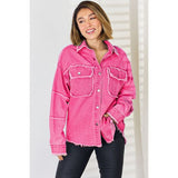 PEACE Raw Hem Dropped Shoulder Denim Top - Spicie's Boutique