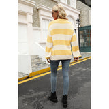 Striped Balloon Sleeve Knit Pullover