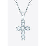 925 Sterling Silver Cross Moissanite Pendant Necklace