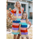 Girls Color Block Side Slit Mini Dress- Mommy & Me