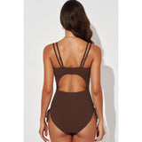 Tied Cutout Plunge One-Piece Swimsuit - Spicie's Boutique