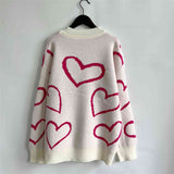 Heart Pattern Long Sleeve Sweater - Spicie's Boutique