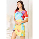 Double Take Tie-Dye V-Neck Twisted Dress - Spicie's Boutique