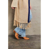 Double Take Geometric Fringe Hem Open Front Duster Cardigan - Spicie's Boutique