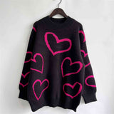 Heart Pattern Long Sleeve Sweater - Spicie's Boutique