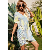 Twisted V-Neck Short Sleeve Dress - Spicie's Boutique