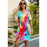 Twisted V-Neck Short Sleeve Dress - Spicie's Boutique