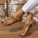 Beaded PU Leather Open Toe Sandals - Spicie's Boutique
