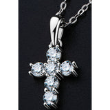925 Sterling Silver Cross Moissanite Pendant Necklace