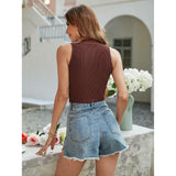 Mock Neck Sleeveless Ribbed Crop Top - Spicie's Boutique