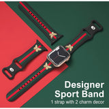 Silicone Watch Band- Black w/green/red stripe - Spicie's Boutique