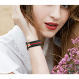 Silicone Watch Band- Black w/green/red stripe - Spicie's Boutique