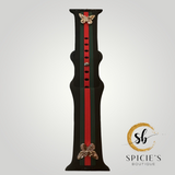 Silicone Watch Band- Black w/green/red stripe - Spicie's Boutique