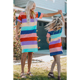 Girls Color Block Side Slit Mini Dress- Mommy & Me