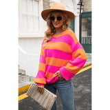 Striped Balloon Sleeve Knit Pullover