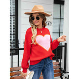 Heart Graphic Round Neck Sweater - Spicie's Boutique