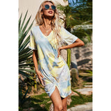 Twisted V-Neck Short Sleeve Dress - Spicie's Boutique