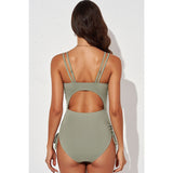 Tied Cutout Plunge One-Piece Swimsuit - Spicie's Boutique