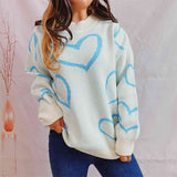 Heart Pattern Long Sleeve Sweater - Spicie's Boutique