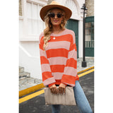 Striped Balloon Sleeve Knit Pullover