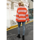 Striped Balloon Sleeve Knit Pullover
