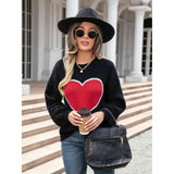 Heart Graphic Round Neck Sweater - Spicie's Boutique