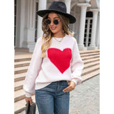 Heart Graphic Round Neck Sweater - Spicie's Boutique