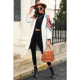 Double Take Geometric Fringe Hem Open Front Duster Cardigan - Spicie's Boutique