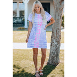 Women Tie-Dye Belted T-Shirt Dress