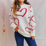 Heart Pattern Long Sleeve Sweater - Spicie's Boutique