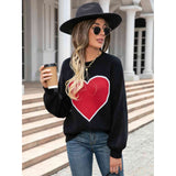 Heart Graphic Round Neck Sweater - Spicie's Boutique