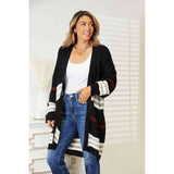 Double Take Striped Rib-Knit Drop Shoulder Open Front Cardigan - Spicie's Boutique
