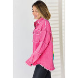 PEACE Raw Hem Dropped Shoulder Denim Top - Spicie's Boutique