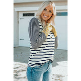 Striped Buttoned Long Sleeve Top - Spicie's Boutique