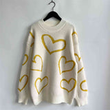 Heart Pattern Long Sleeve Sweater - Spicie's Boutique