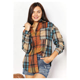 Double Take Plaid Curved Hem Shirt Jacket w/Breast Pockets - Spicie's Boutique