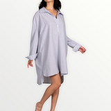 Striped Woven Long Sleeve Shirt Dress - Spicie's Boutique