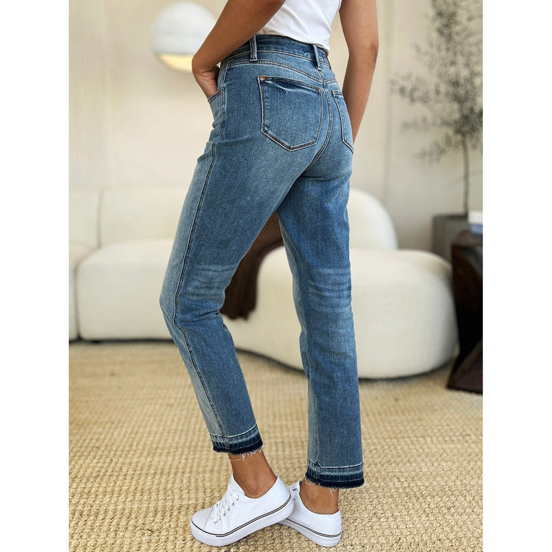 Mid Rise Rigid Magic Release Hem Jeans