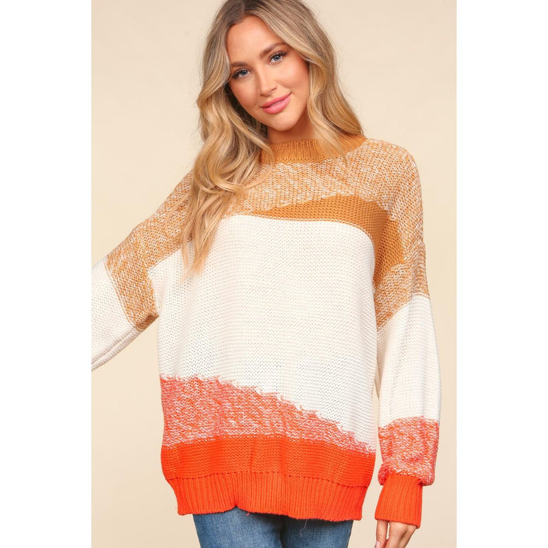 Haptics Color Block Long Sleeve Sweater