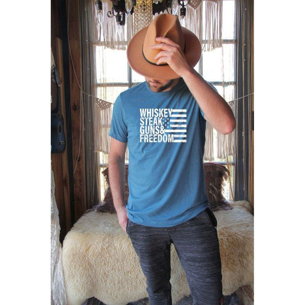 Whiskey Steak Guns & Freedom Tee - Spicie's Boutique