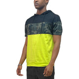 Camo and Solid Design Block Hooded Shirt