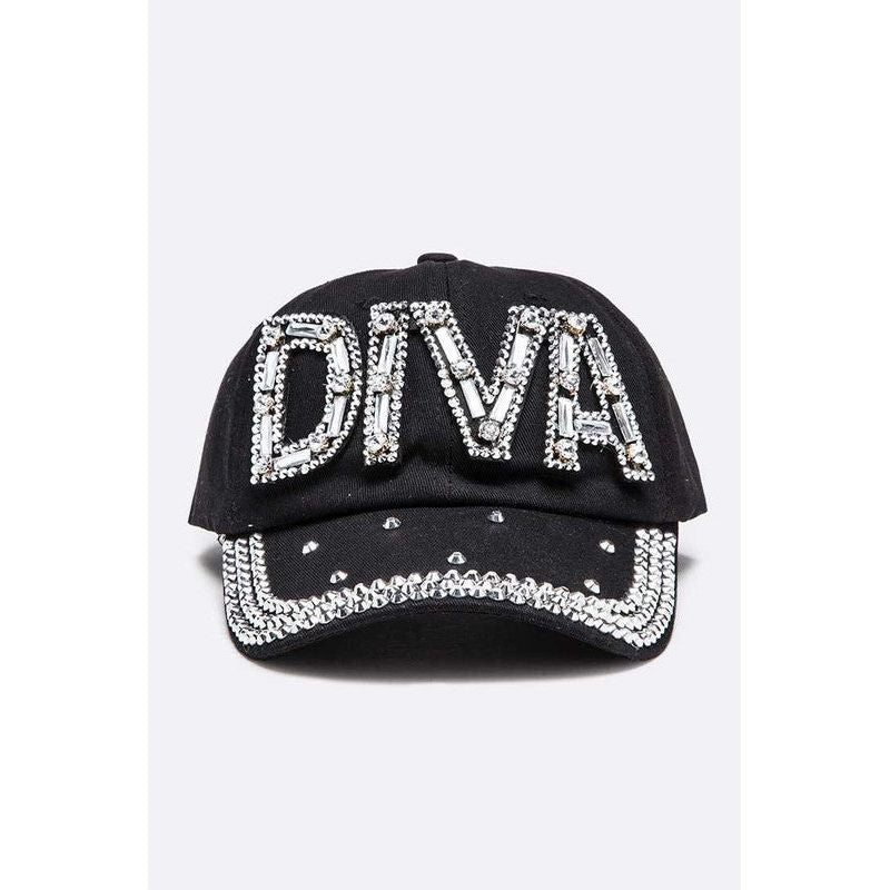 DIVA Crystal Embellished Denim Cap - Spicie's Boutique