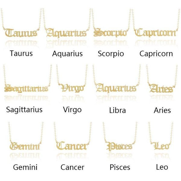 Old English Zodiac Necklace - Spicie's Boutique