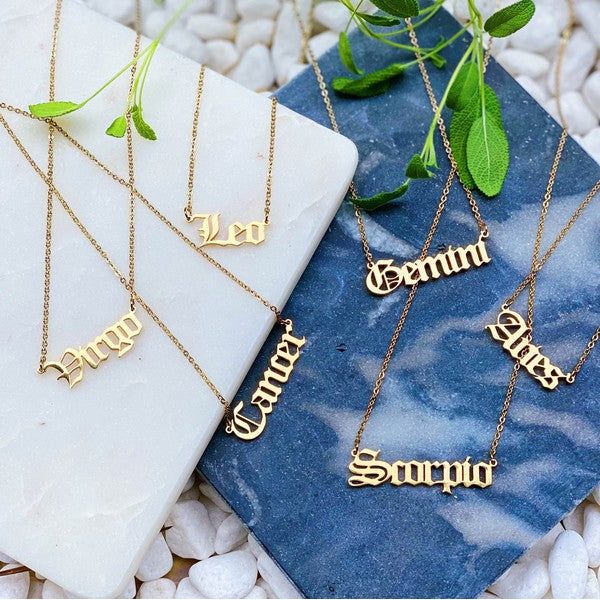 Old English Zodiac Necklace - Spicie's Boutique